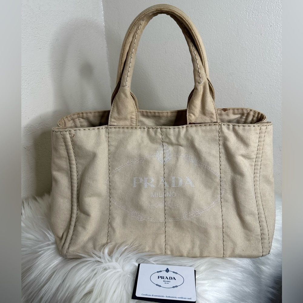 💯Authentic Prada Canapa Denim Medium Size 🍀